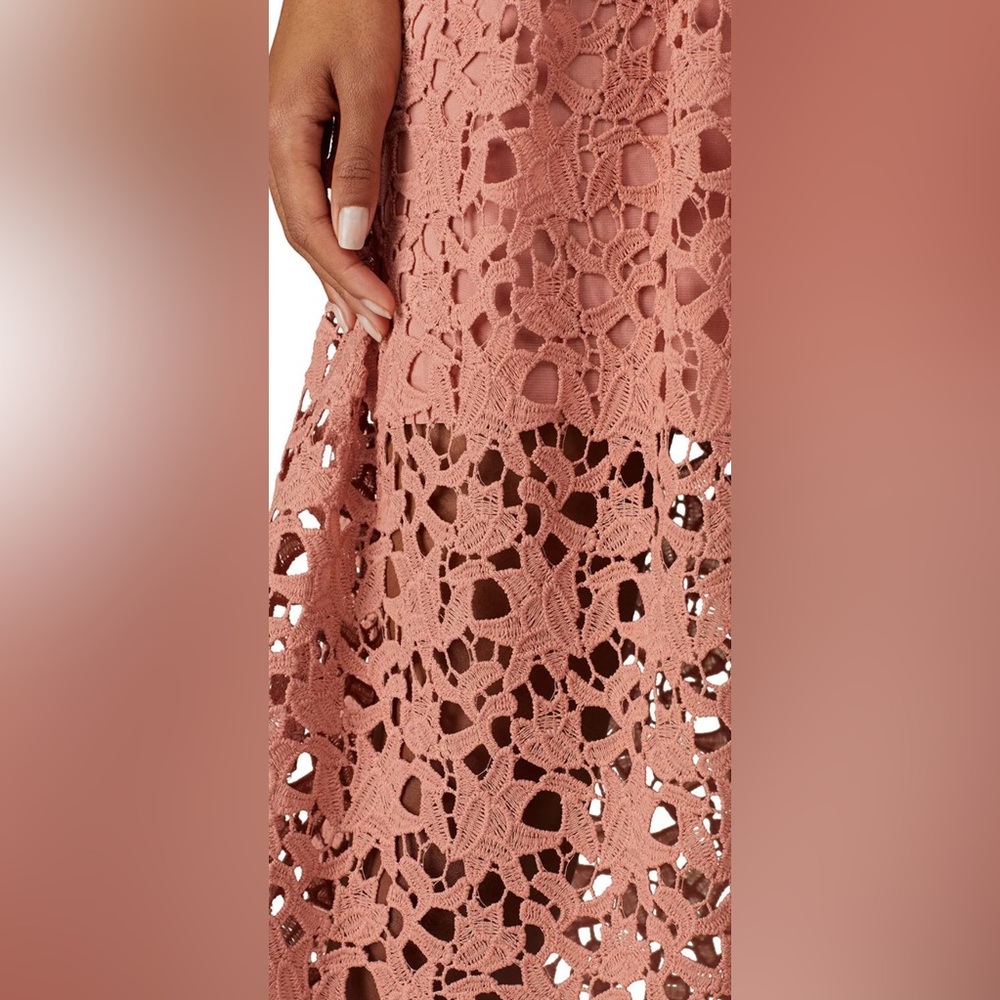 Astr Pink Lace Midi Dress with Spaghetti Straps - Picture 4 of 8